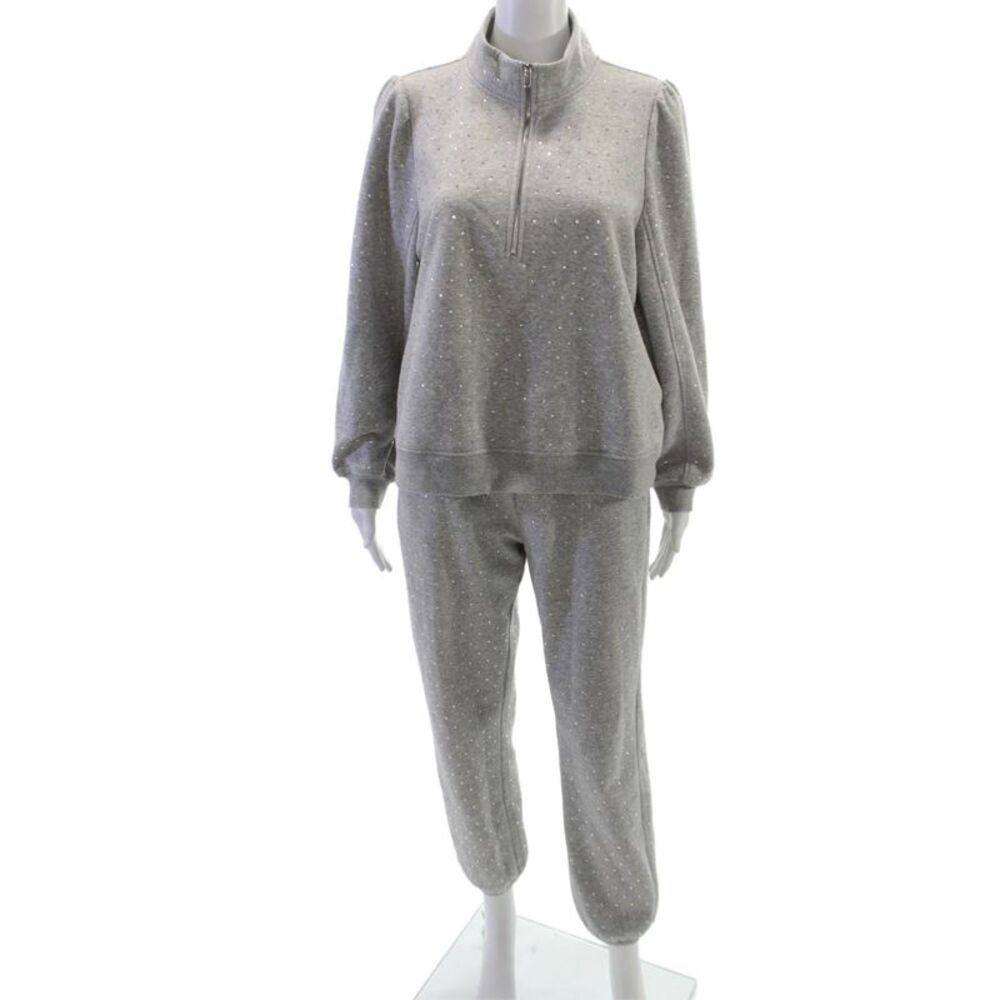 Generation Love Womens Gray Sweatsuit Zip Mock Neck Size L